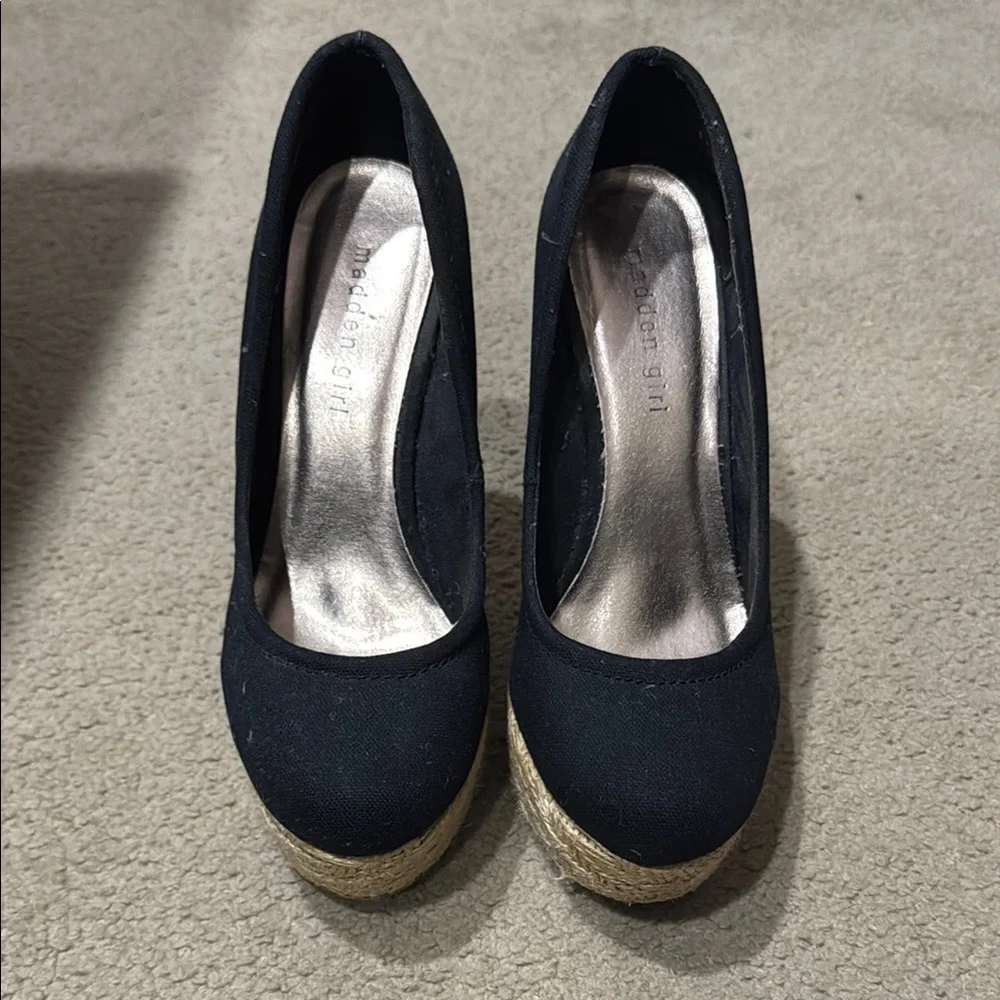 Madden Girl Black and Tan Wedge Pumps with High Heel